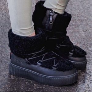 PAJAR Women’s Black Leather Faux Wool Snow Winter Boots